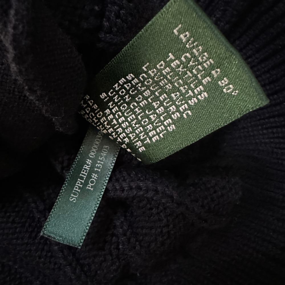 Ralph Lauren Active Cable Knit Shawl Collar Crest Cardigan XL Preppy Academia - Picture 10 of 12